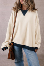 Load image into Gallery viewer, Contrast Round Neck Long Sleeve Sweatshirt