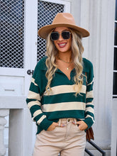 Load image into Gallery viewer, Angel Wings Striped Johnny Collar Knit Top