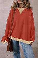 Load image into Gallery viewer, Contrast Round Neck Long Sleeve Sweatshirt