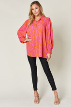 Load image into Gallery viewer, Double Take Full Size Printed Smocked Long Sleeve Blouse