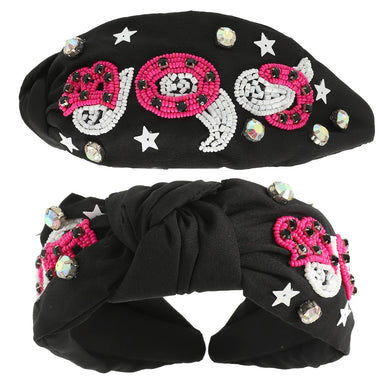 Halloween Themed Jeweled Knotted Headband: Black