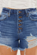 Load image into Gallery viewer, Kancan Distressed Button-Fly High Waist Denim Shorts