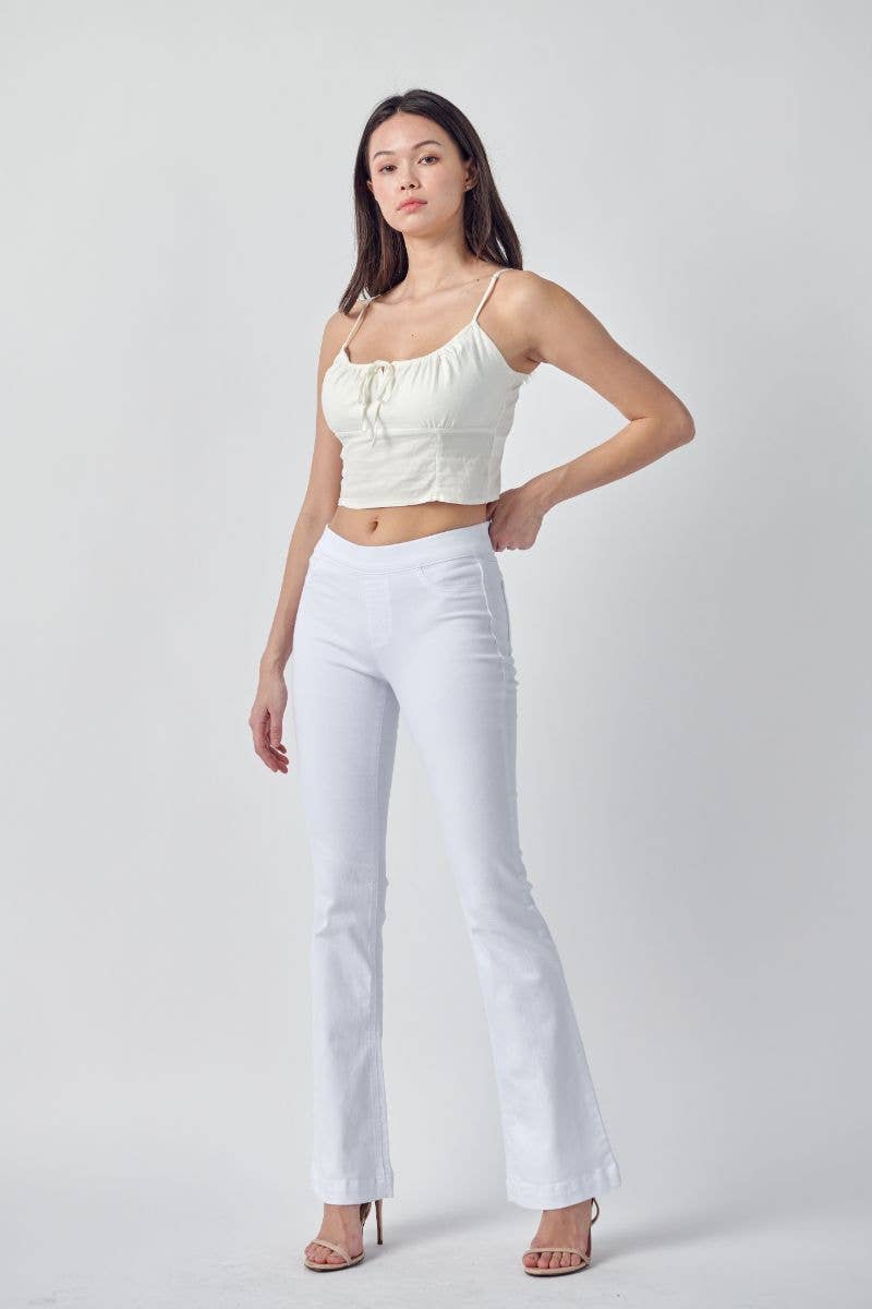 *SALE* White Mid Rise Pull On Flare Jegging