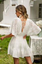 Load image into Gallery viewer, Lace Cutout Surplice Half Sleeve Dress