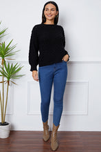 Load image into Gallery viewer, Openwork Round Neck Long Sleeve Sweater