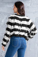 Load image into Gallery viewer, Striped Fringe Round Neck Sweater