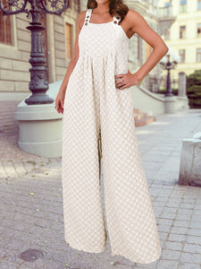 Checkered Pocketed High Waist Wide Leg Overall: Beau Blue / S