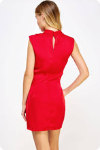 Load image into Gallery viewer, Draped Neckline Sleeveless Satin Dress: Lilac Pink / M