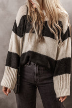 Load image into Gallery viewer, Color Block Round Neck Sweater