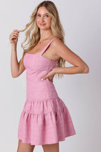 Load image into Gallery viewer, Tweed Tiered Sleeveless Mini Dress: PINK / S