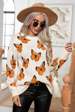 Load image into Gallery viewer, Butterfly Round Neck Long Sleeve Sweater