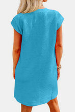 Load image into Gallery viewer, Textured Round Neck Cap Sleeve Dress