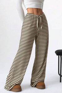 Summer Striped Drawstring Pants