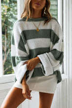 Load image into Gallery viewer, Striped Round Neck Long Sleeve Sweater