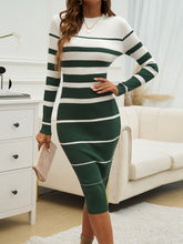 Load image into Gallery viewer, Devine Color Block Round Neck Long Sleeve Midi Dress