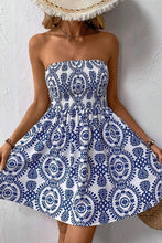 Load image into Gallery viewer, BLUE PRINTED TUBE TOP DRESS: BLUE / (S) 1