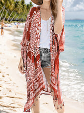 Load image into Gallery viewer, Tassel Printed Open Front Cardigan