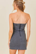Load image into Gallery viewer, Stitchwork Strapless Slim Denim Dress: BLUE / L