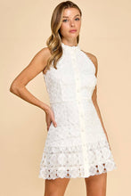 Load image into Gallery viewer, Floral high neck mini dress with ruffled bottom
