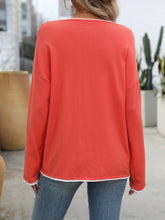 Load image into Gallery viewer, Mandy Contrast Trim Round Neck Long Sleeve Sweater