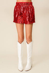 High Waisted Sequin Shorts: ROYAL / 2-2-2 (S-M-L)