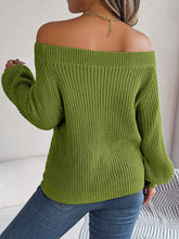 Load image into Gallery viewer, Openwork Off-Shoulder Long Sleeve Sweater