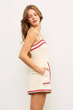 Load image into Gallery viewer, EMBROIDERED EDGE SLEEVELESS ROMPER: BLACK COMBO / L