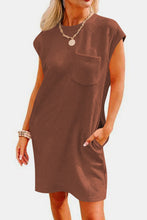 Load image into Gallery viewer, Textured Round Neck Cap Sleeve Dress