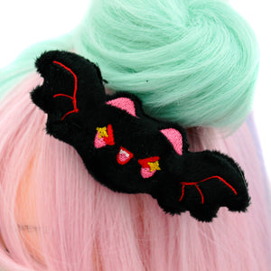 Kawaii Bat Plush Hair Clip: Pink