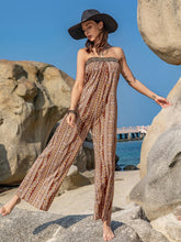 Load image into Gallery viewer, Tied Printed Tube Wide Leg Jumpsuit