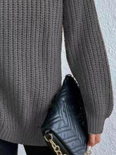 Load image into Gallery viewer, Full Size Turtleneck Rib-Knit Slit Sweater