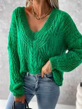 Load image into Gallery viewer, V-Neck Cable-Knit Long Sleeve Sweater