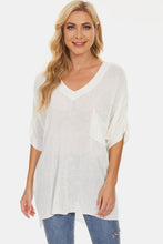 Load image into Gallery viewer, Pocketed V-Neck Half Sleeve Knit Top