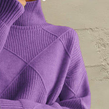 Load image into Gallery viewer, Geometric Turtleneck Long Sleeve Sweater