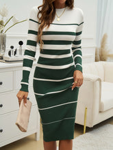 Load image into Gallery viewer, Devine Color Block Round Neck Long Sleeve Midi Dress