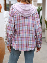 Load image into Gallery viewer, Plaid Long Sleeve Hooded Jacket