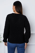 Load image into Gallery viewer, Openwork Round Neck Long Sleeve Sweater