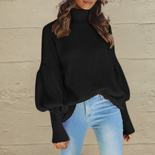 Load image into Gallery viewer, Turtleneck Lantern Sleeve Dropped Shoulder Sweater