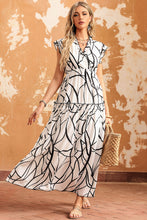 Load image into Gallery viewer, Ruffled Printed Surplice Cap Sleeve Dress