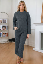 Load image into Gallery viewer, Round Neck Top and Pocketed  Pants Lounge Set