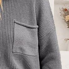 Load image into Gallery viewer, Ribbed Dropped Shoulder Sweater with Pocket