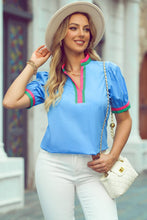 Load image into Gallery viewer, V-Neck Collision Top: Sky Blue / L