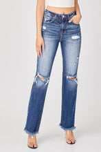 Load image into Gallery viewer, Risen Full Size Raw Hem Distressed Straight Jeans