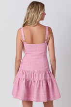 Load image into Gallery viewer, Tweed Tiered Sleeveless Mini Dress: PINK / S