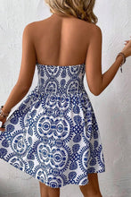 Load image into Gallery viewer, BLUE PRINTED TUBE TOP DRESS: BLUE / (S) 1
