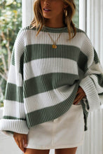 Load image into Gallery viewer, Striped Round Neck Long Sleeve Sweater