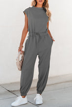 Load image into Gallery viewer, Cutout Drawstring Cap Sleeve Jumpsuit