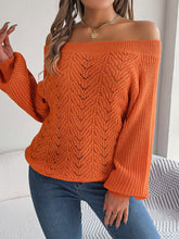 Load image into Gallery viewer, Openwork Off-Shoulder Long Sleeve Sweater