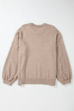 Load image into Gallery viewer, Plus Size Pearl Detail Round Neck Long Sleeve Sweater