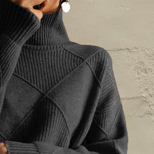 Load image into Gallery viewer, Geometric Turtleneck Long Sleeve Sweater